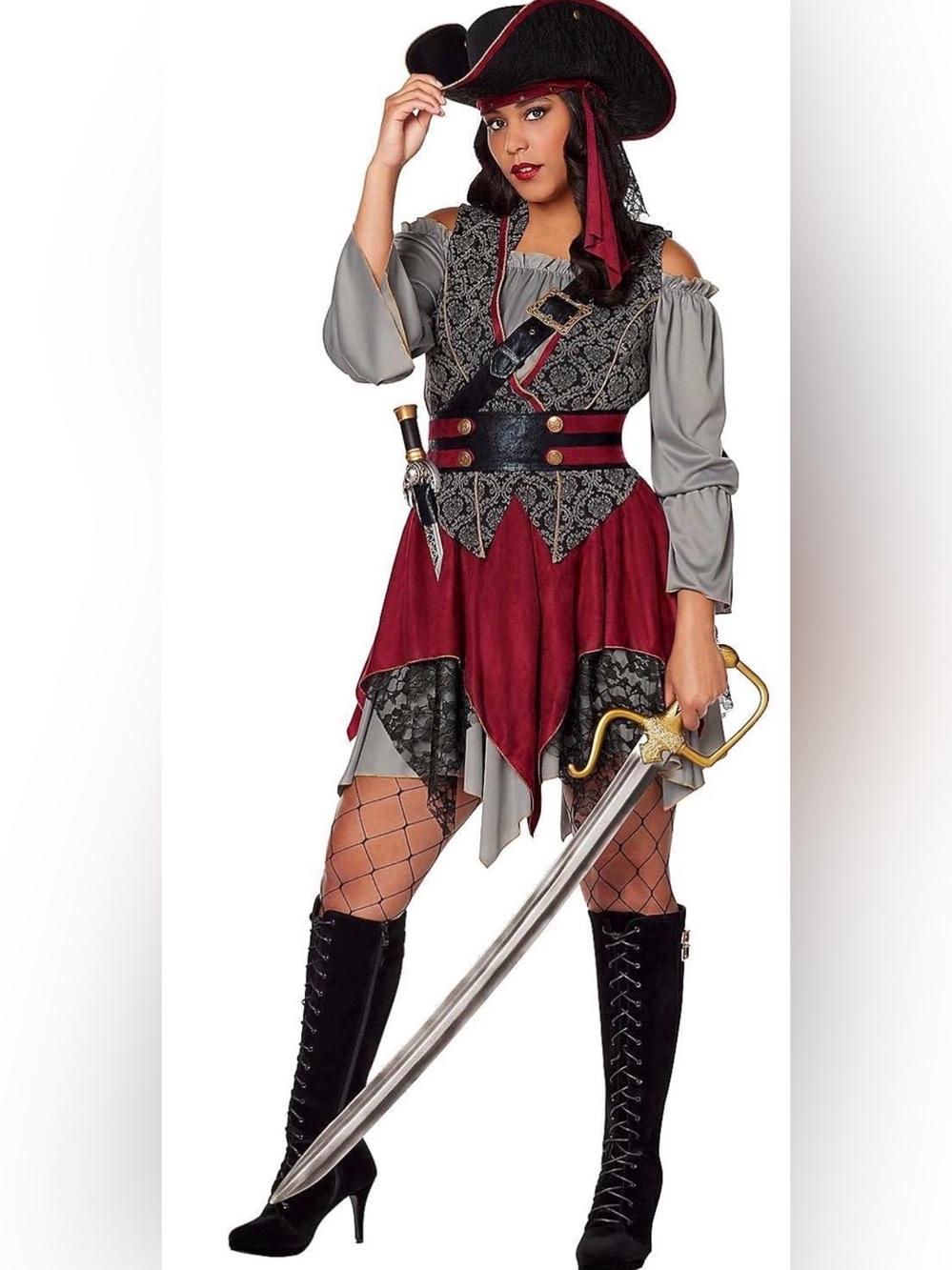 Adult Castaway Cutie Pirate Costume - size Xlarge 14–16 adult costume - Picture 3 of 4